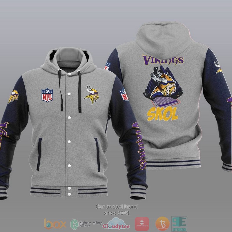 NFL Minnesota Vikings Skol Baseball Jacket Hoodie 1