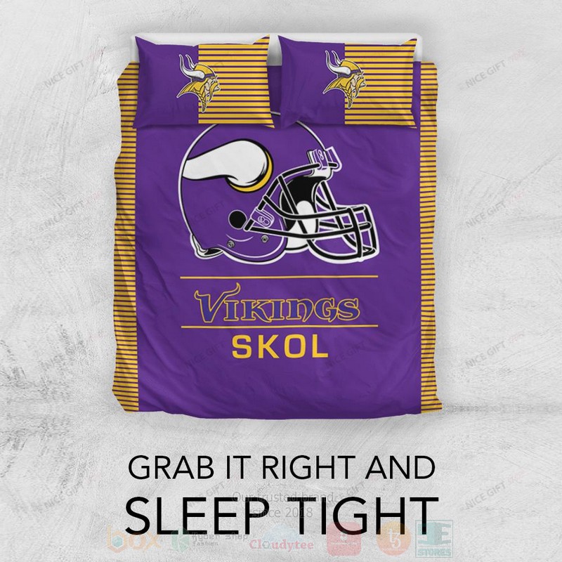 BEST NFL Minnesota Vikings Skol Inspired Duvet Cover Bed Sets 3 NFL Minnesota Vikings Skol Inspired Bedding Set 1 2