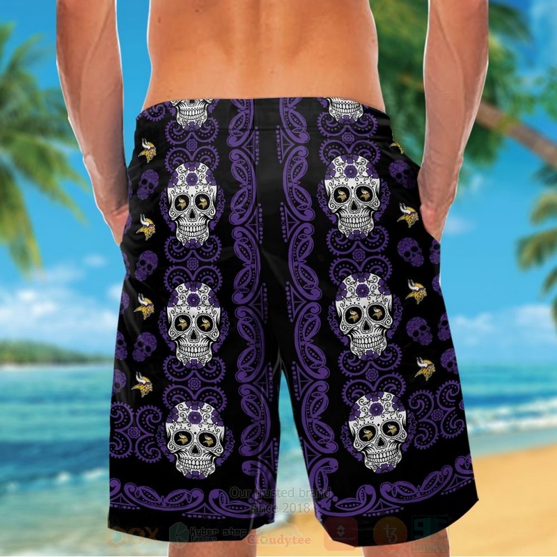 NFL Minnesota Vikings Skulls Hawaiian Shirt Short 1 2 3 4 5
