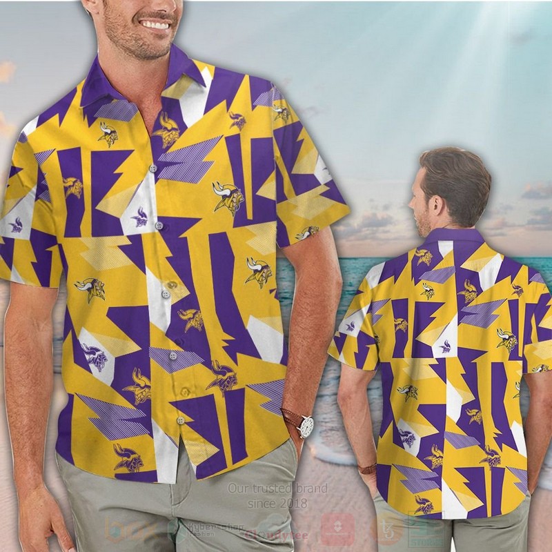 BEST NFL Minnesota Vikings Yellow-Purple Hawaii Shirt, Short 2 NFL Minnesota Vikings Yellow Purple Hawaiian Shirt Short 1