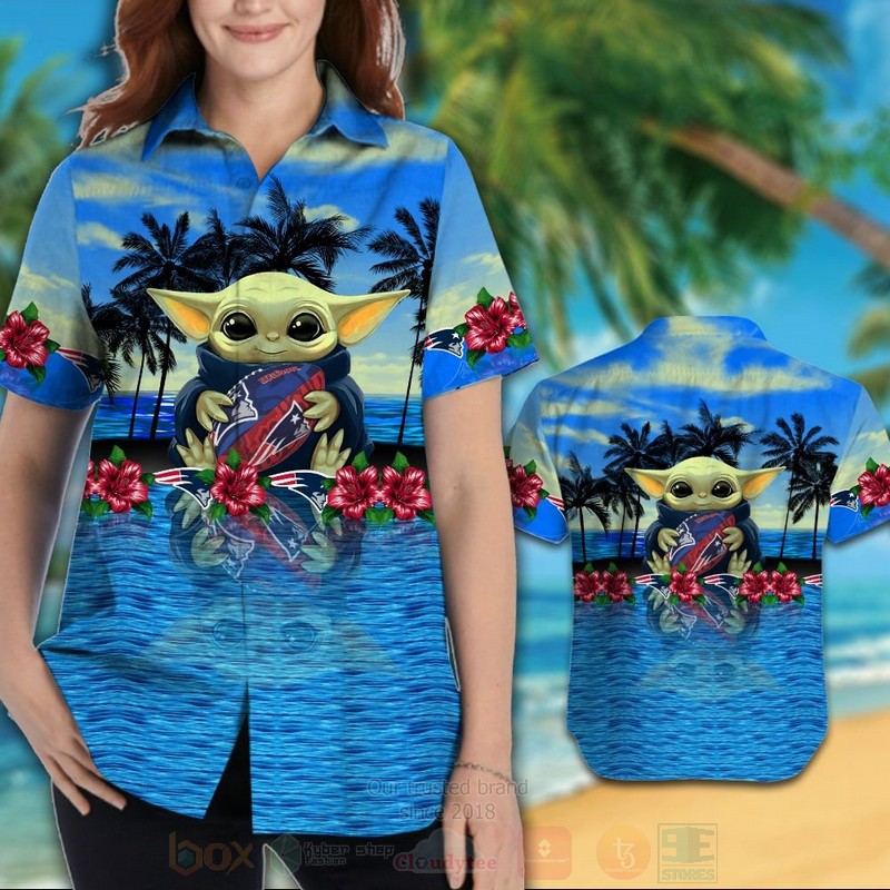 BEST NFL New England Patriots Baby Yoda Hawaii Shirt, Short 3 NFL New England Patriots Baby Yoda Hawaiian Shirt 1 2
