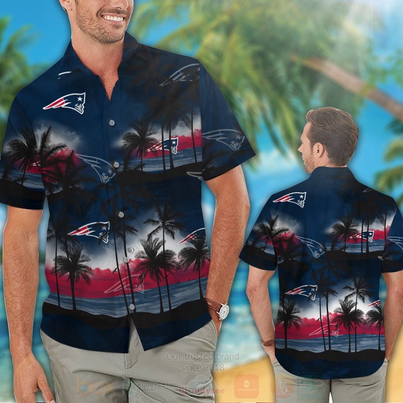 BEST NFL New England Patriots Black-Navy Sky Hawaii Shirt, Short 2 NFL New England Patriots Black Navy Sky Hawaiian Shirt Short 1