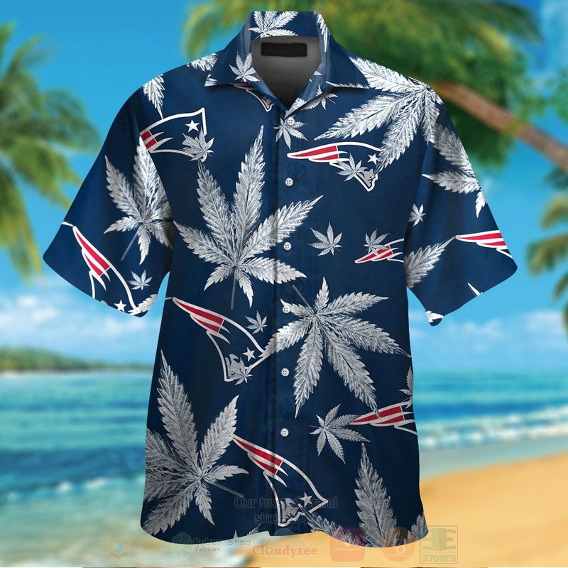 NFL New England Patriots Cannabis Leaves Hawaiian Shirt Short