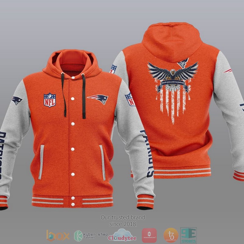NFL New England Patriots Eagle American Flag Baseball Jacket Hoodie 1 2 3 4 5