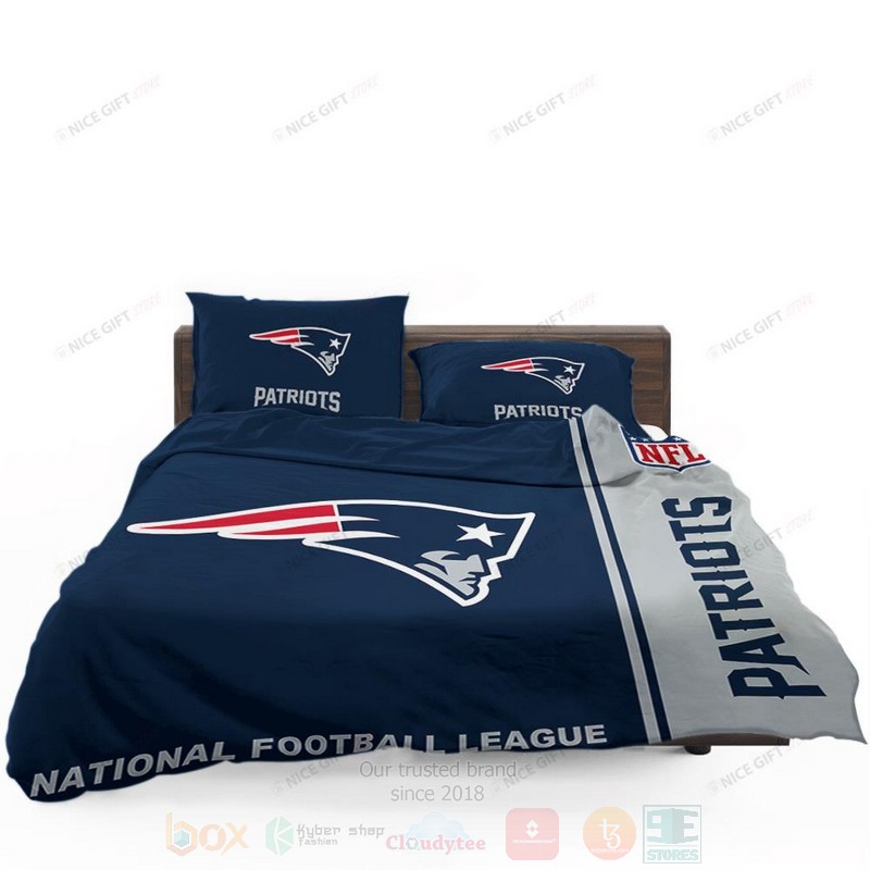 NFL New England Patriots Inspired Navy Grey Bedding Set