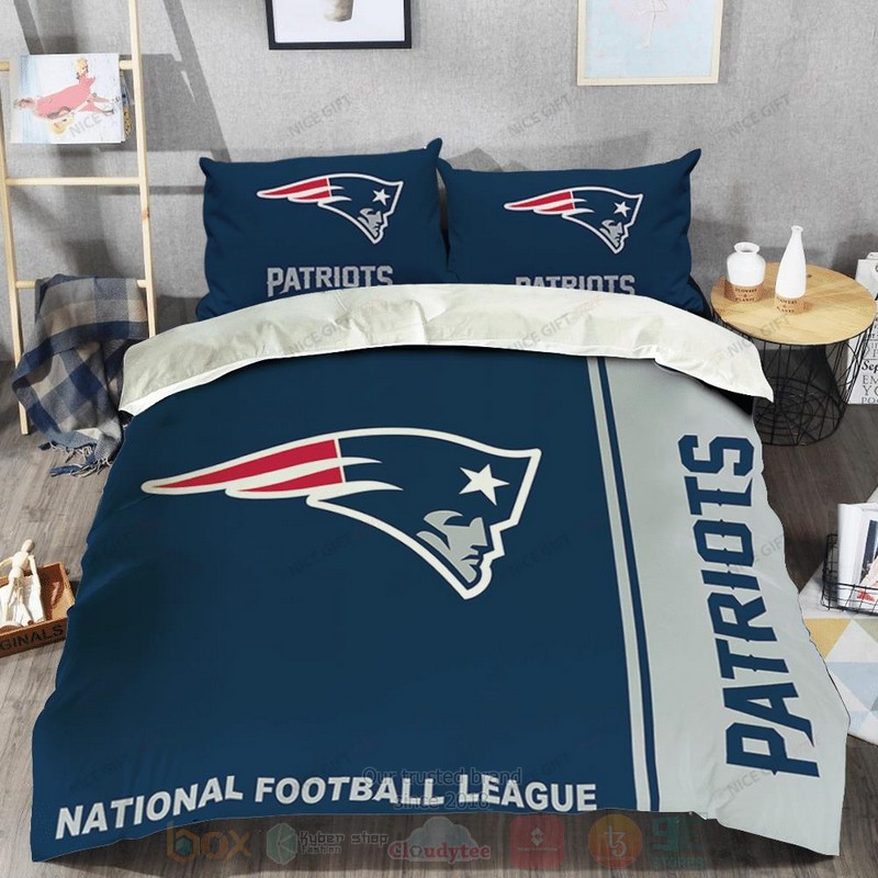 NFL New England Patriots Inspired Navy Grey Bedding Set 1