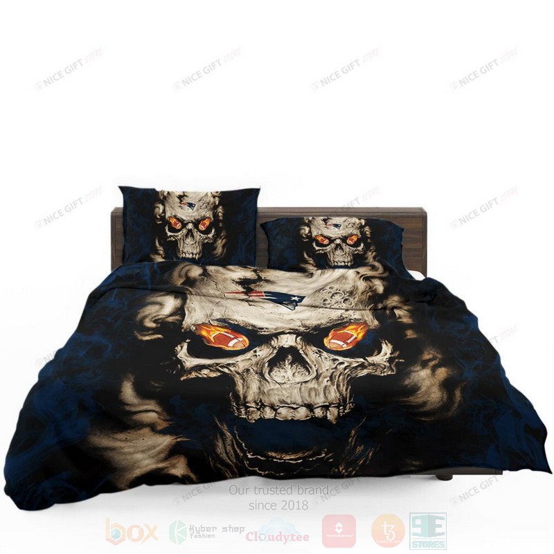 NFL New England Patriots Inspired Skull Bedding Set