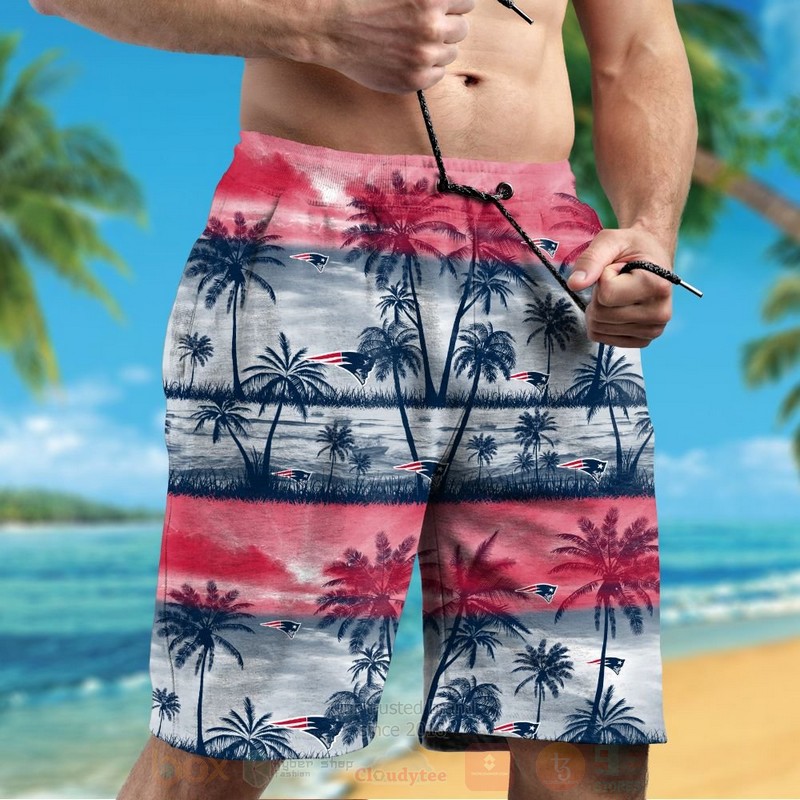 BEST NFL New England Patriots Light Red-Navy Coconut Tree Hawaii Shirt, Short 5 NFL New England Patriots Light Red Navy Coconut Tree Hawaiian Shirt Short 1 2 3 4