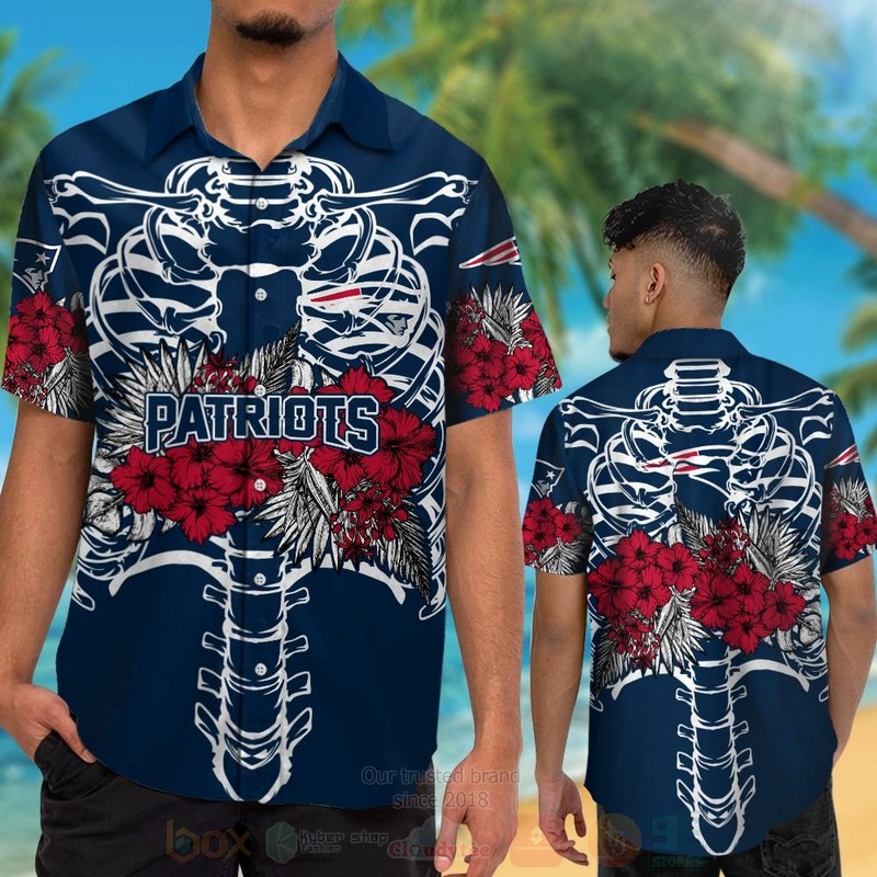 BEST NFL New England Patriots Skeleton Hawaii Shirt, Short 2 NFL New England Patriots Skeleton Hawaiian Shirt Short 1