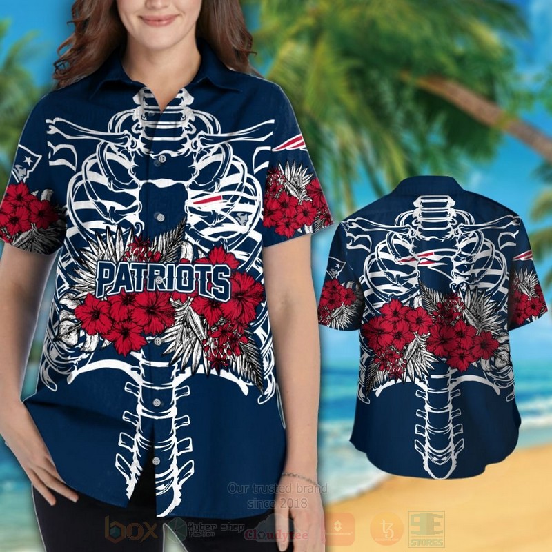 BEST NFL New England Patriots Skeleton Hawaii Shirt, Short 3 NFL New England Patriots Skeleton Hawaiian Shirt Short 1 2