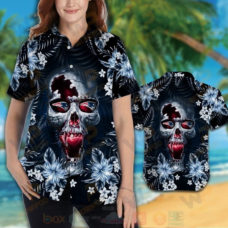 BEST NFL New England Patriots Skull Hawaii Shirt, Short 3 NFL New England Patriots Skull Hawaiian Shirt Short 1 2