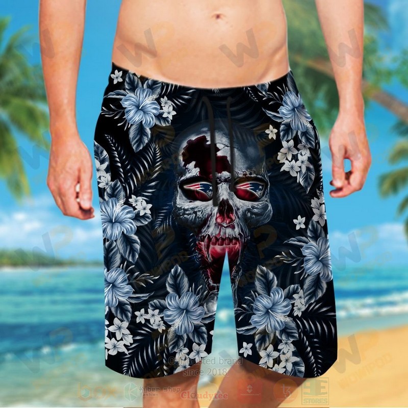 BEST NFL New England Patriots Skull Hawaii Shirt, Short 5 NFL New England Patriots Skull Hawaiian Shirt Short 1 2 3 4