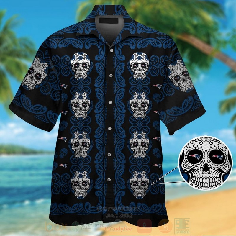 BEST NFL New England Patriots Skulls Hawaii Shirt, Short 12 NFL New England Patriots Skulls Hawaiian Shirt Short