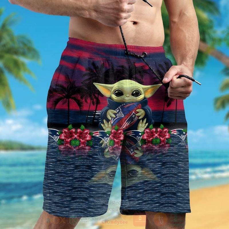 NFL New England Patriots and Baby Yoda Hawaiian Shirt Short 1 2 3 4