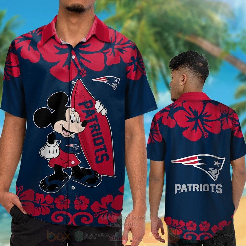 BEST NFL New England Patriots and Mickey Mouse Hawaii Shirt, Short 2 NFL New England Patriots and Mickey Mouse Hawaiian Shirt Short 1