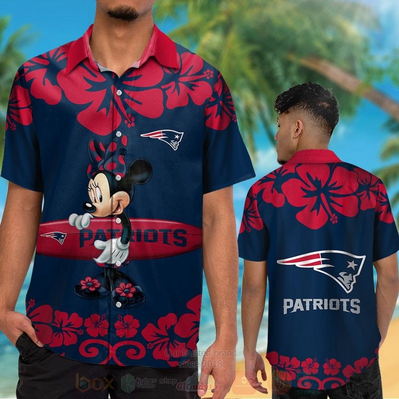 BEST NFL New England Patriots and Minnie Mouse Hawaii Shirt, Short 2 NFL New England Patriots and Minnie Mouse Hawaiian Shirt Short 1