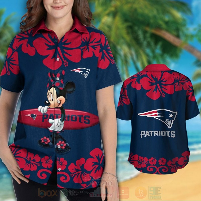 BEST NFL New England Patriots and Minnie Mouse Hawaii Shirt, Short 3 NFL New England Patriots and Minnie Mouse Hawaiian Shirt Short 1 2