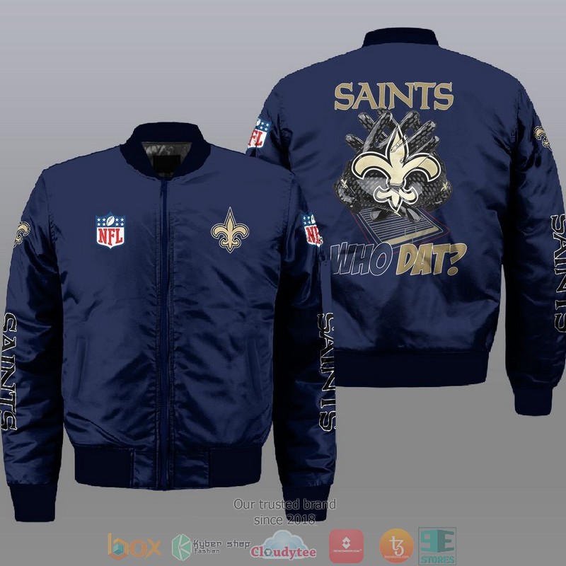 NFL New Orleans Saint Who Dat Bomber Jacket 2 NFL New Orleans Saint Who Dat Bomber Jacket 1