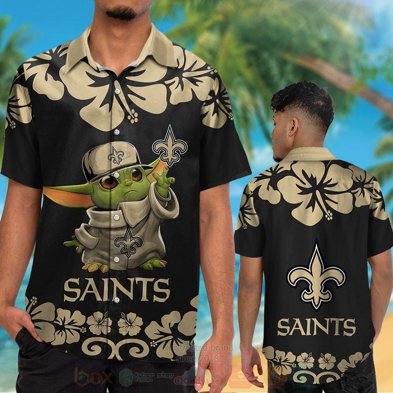 BEST NFL New Orleans Saints Baby Yoda Hawaii Shirt, Short 2 NFL New Orleans Saints Baby Yoda Hawaiian Shirt Short 1