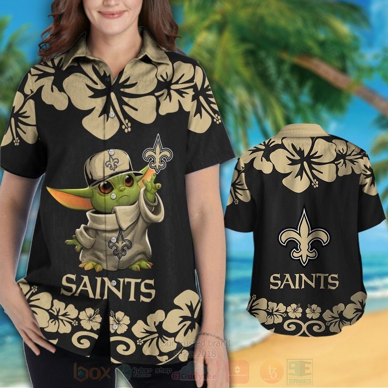 BEST NFL New Orleans Saints Baby Yoda Hawaii Shirt, Short 3 NFL New Orleans Saints Baby Yoda Hawaiian Shirt Short 1 2