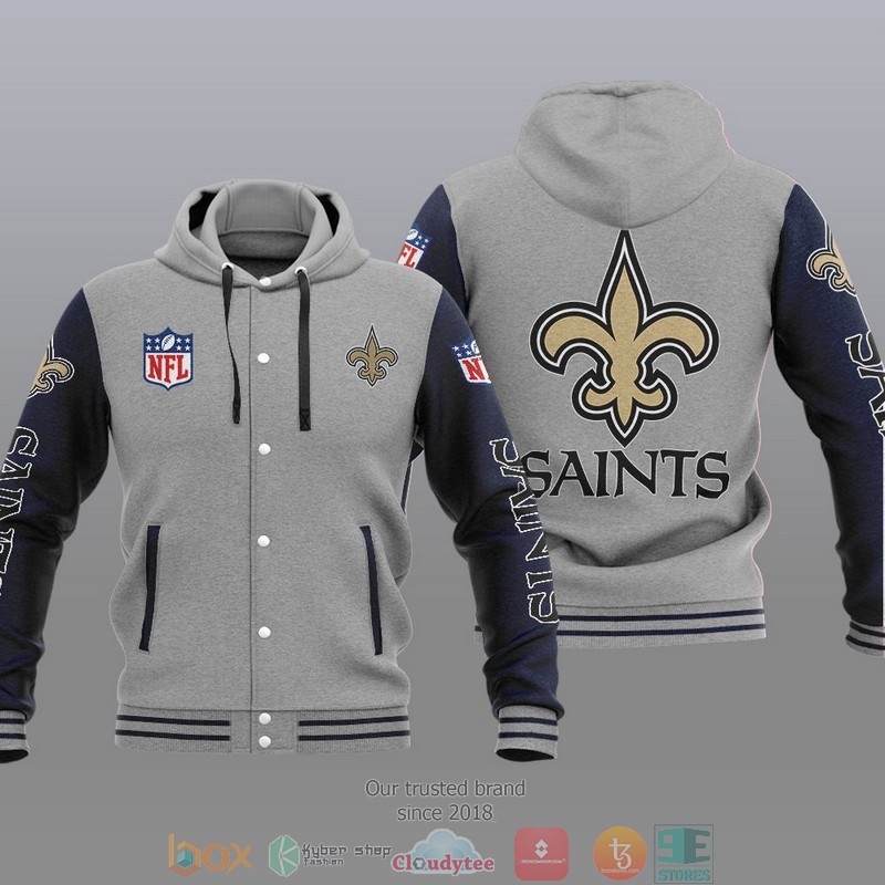 NFL New Orleans Saints Baseball Jacket Hoodie 1