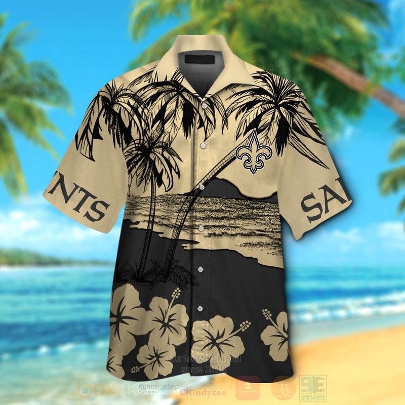 NFL New Orleans Saints Coconu Tree and Hiibscu Hawaiian Shirt Short