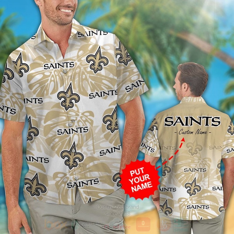 BEST NFL New Orleans Saints Custom Name Hawaii Shirt, Short 2 NFL New Orleans Saints Custom Name Hawaiian Shirt Short 1