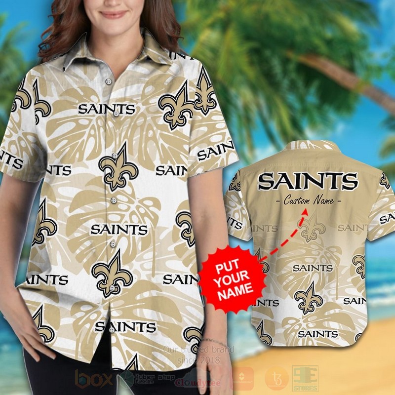 BEST NFL New Orleans Saints Custom Name Hawaii Shirt, Short 3 NFL New Orleans Saints Custom Name Hawaiian Shirt Short 1 2