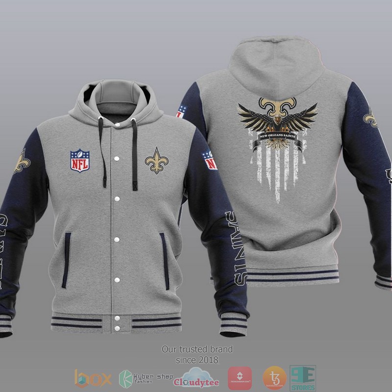 NFL New Orleans Saints Eagle American Flag Baseball Jacket Hoodie 1