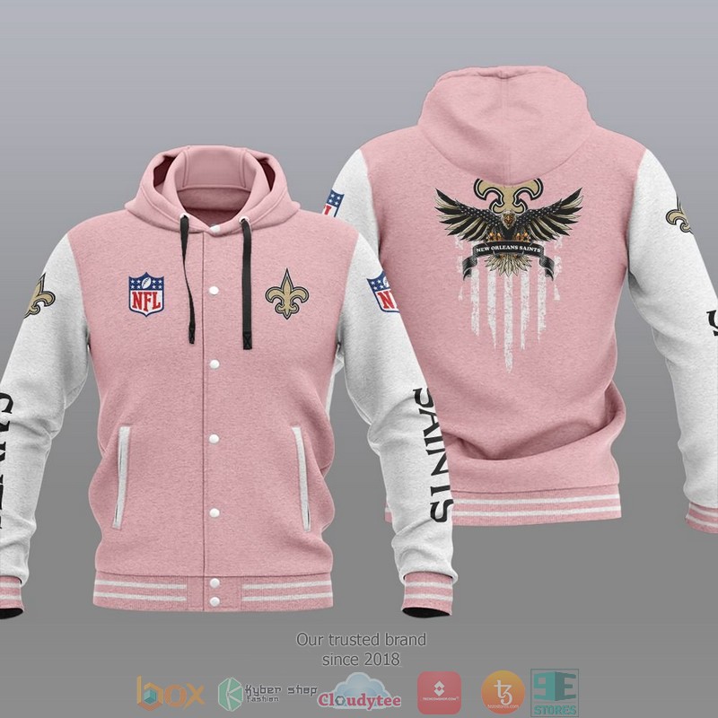NFL New Orleans Saints Eagle American Flag Baseball Jacket Hoodie 1 2 3