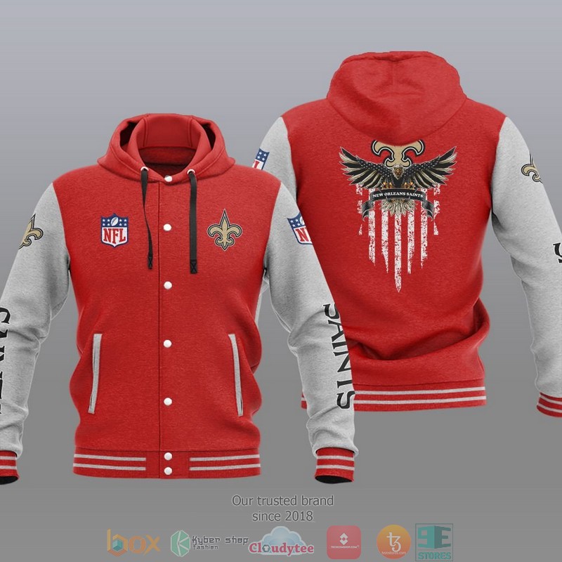 NFL New Orleans Saints Eagle American Flag Baseball Jacket Hoodie 1 2 3 4
