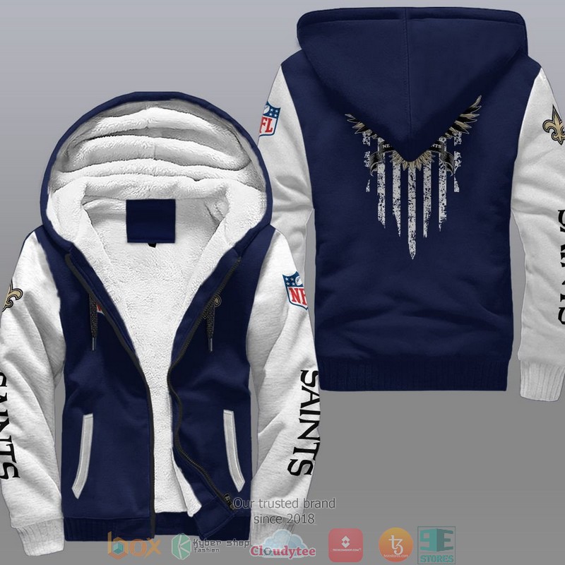 HOT New Orleans Saints Eagle American Flag 3D Fleece Hoodie 3 NFL New Orleans Saints Eagle American Flag Fleece Hoodie 1 2