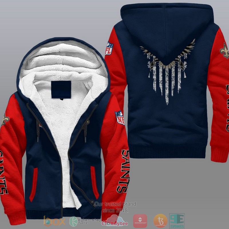 HOT New Orleans Saints Eagle American Flag 3D Fleece Hoodie 4 NFL New Orleans Saints Eagle American Flag Fleece Hoodie 1 2 3