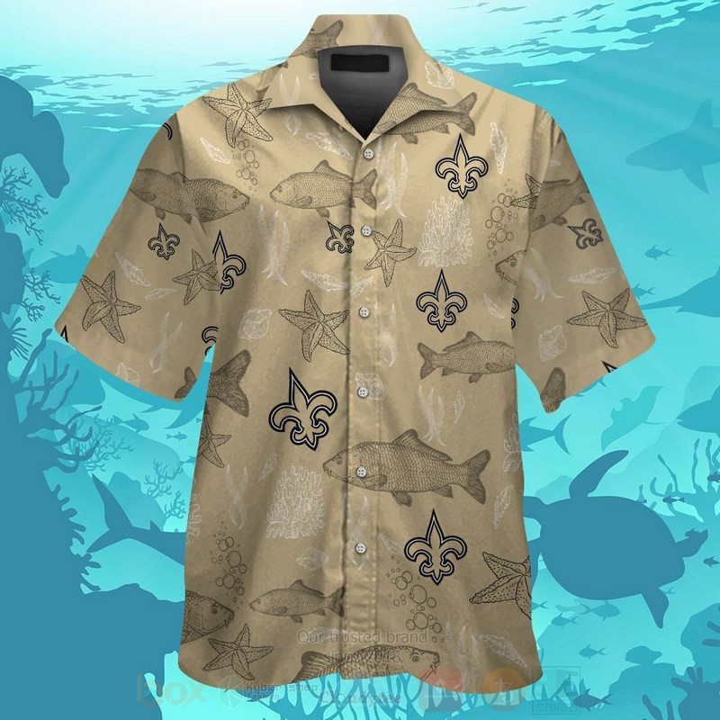 BEST NFL New Orleans Saints Fish Hawaii Shirt, Short 1 NFL New Orleans Saints Fish Hawaiian Shirt Short