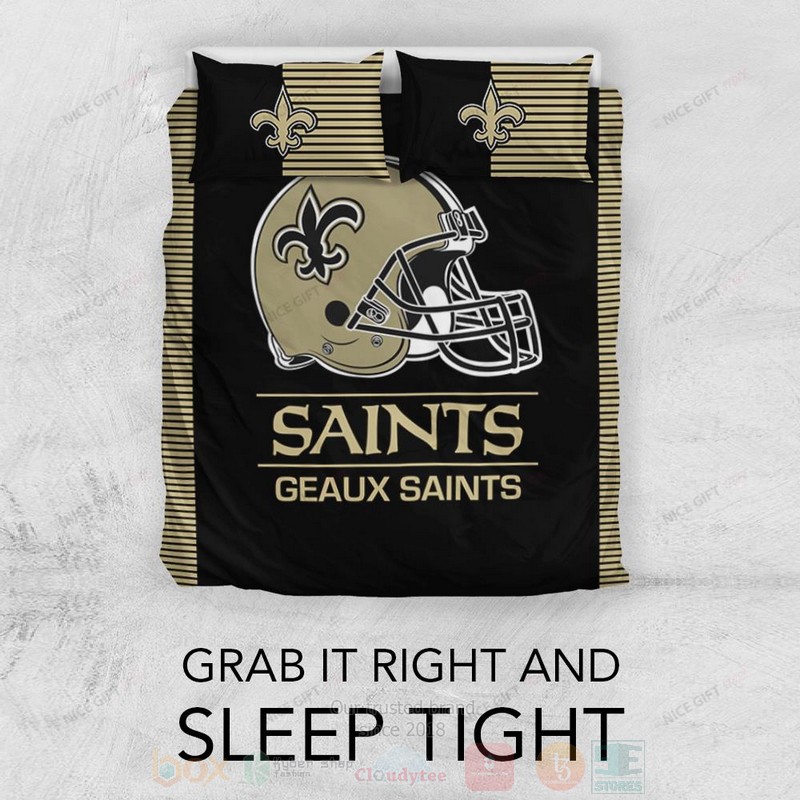 BEST NFL New Orleans Saints Geaux Saints Inspired Duvet Cover Bed Sets 3 NFL New Orleans Saints Geaux Saints Inspired Bedding Set 1 2