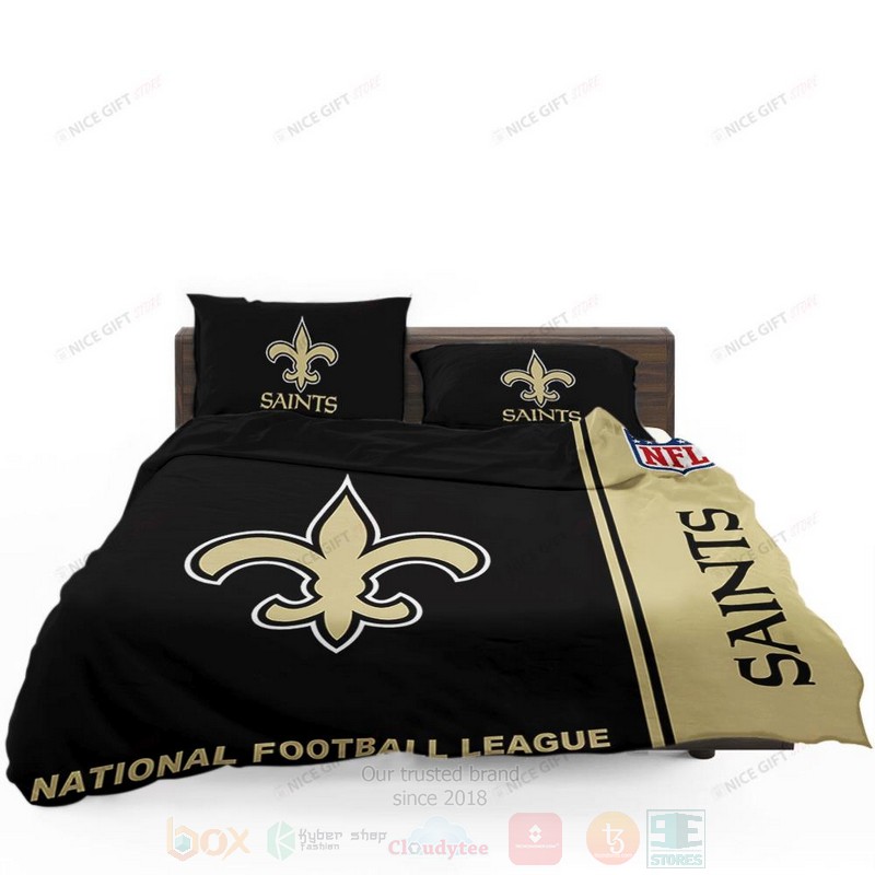 NFL New Orleans Saints Inspired Brown Black Bedding Set