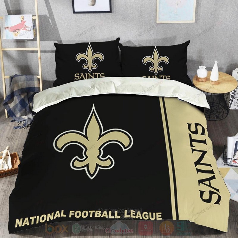 NFL New Orleans Saints Inspired Brown Black Bedding Set 1