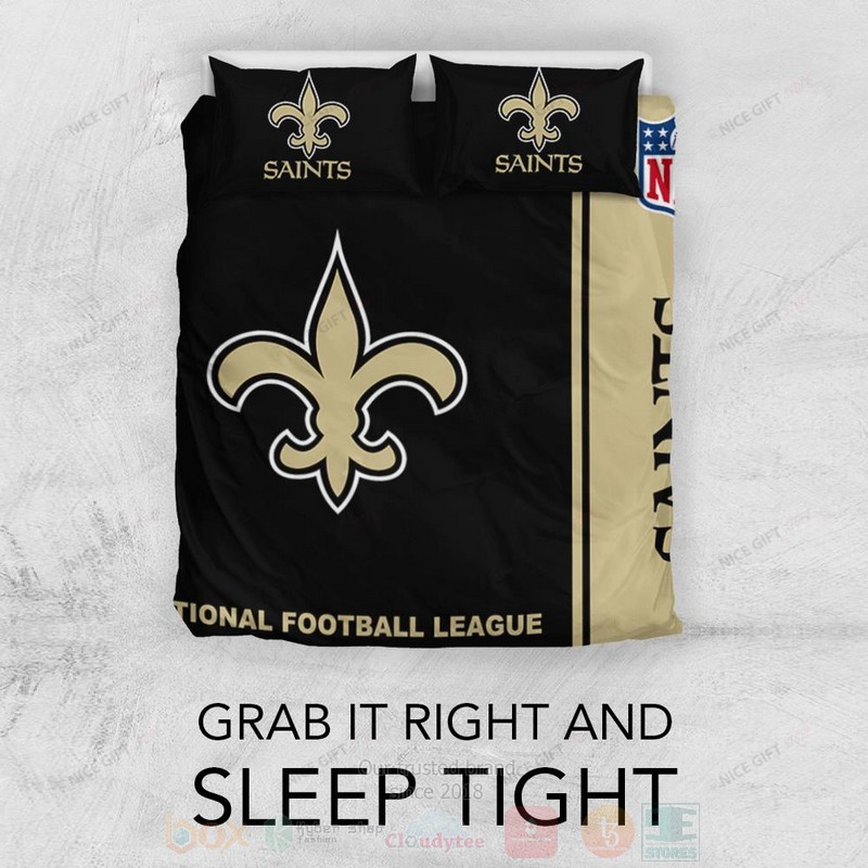 BEST NFL New Orleans Saints Inspired Brown-Black Duvet Cover Bed Sets 3 NFL New Orleans Saints Inspired Brown Black Bedding Set 1 2