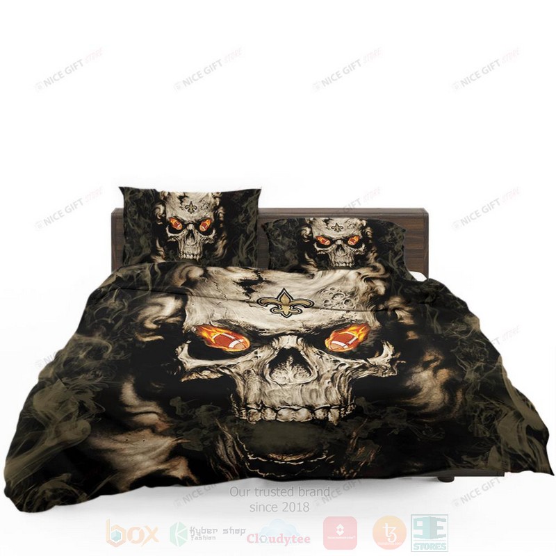 NFL New Orleans Saints Inspired Skull Bedding Set