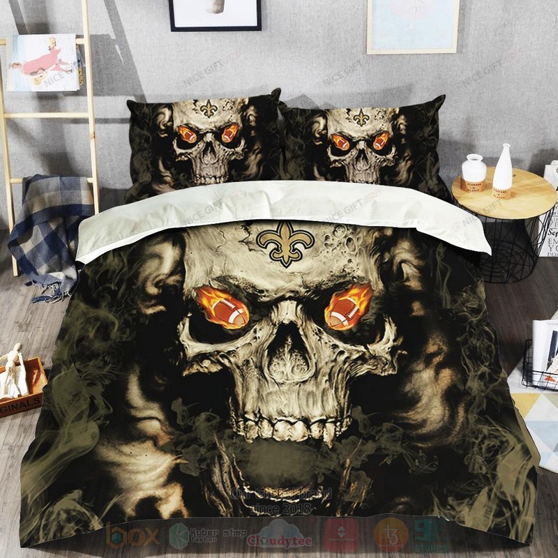 NFL New Orleans Saints Inspired Skull Bedding Set 1