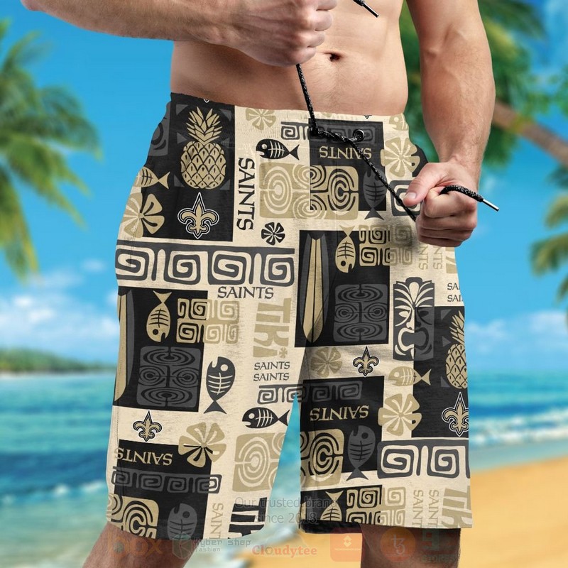 NFL New Orleans Saints Pineapple Hawaiian Shirt Short 1 2 3 4