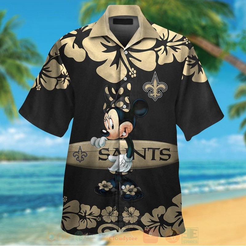 NFL New Orleans Saints and Minnie Mouse Hawaiian Shirt Short