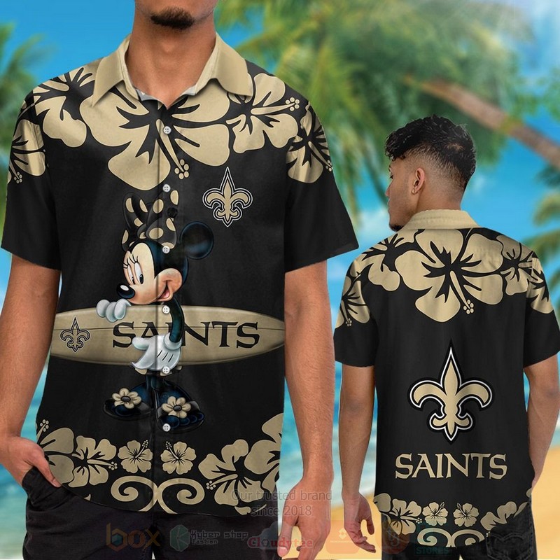BEST NFL New Orleans Saints and Minnie Mouse Hawaii Shirt, Short 2 NFL New Orleans Saints and Minnie Mouse Hawaiian Shirt Short 1