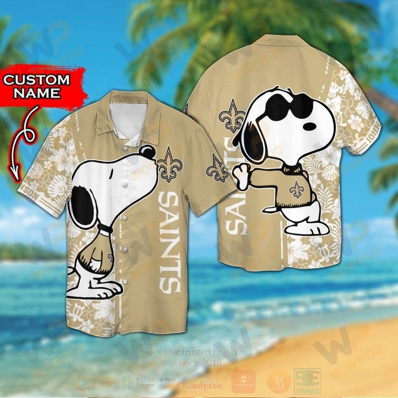 NFL New Orleans Saints and Snoopy Custom Name Hawaiian Shirt Short