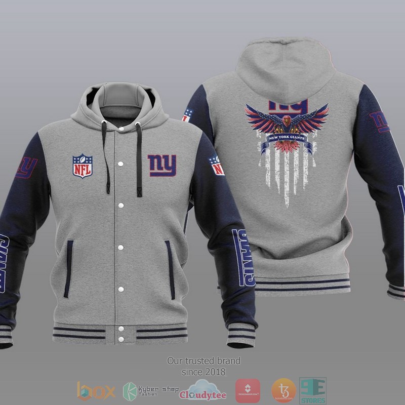 NFL New York Giants Eagle American Flag Baseball Jacket Hoodie 1
