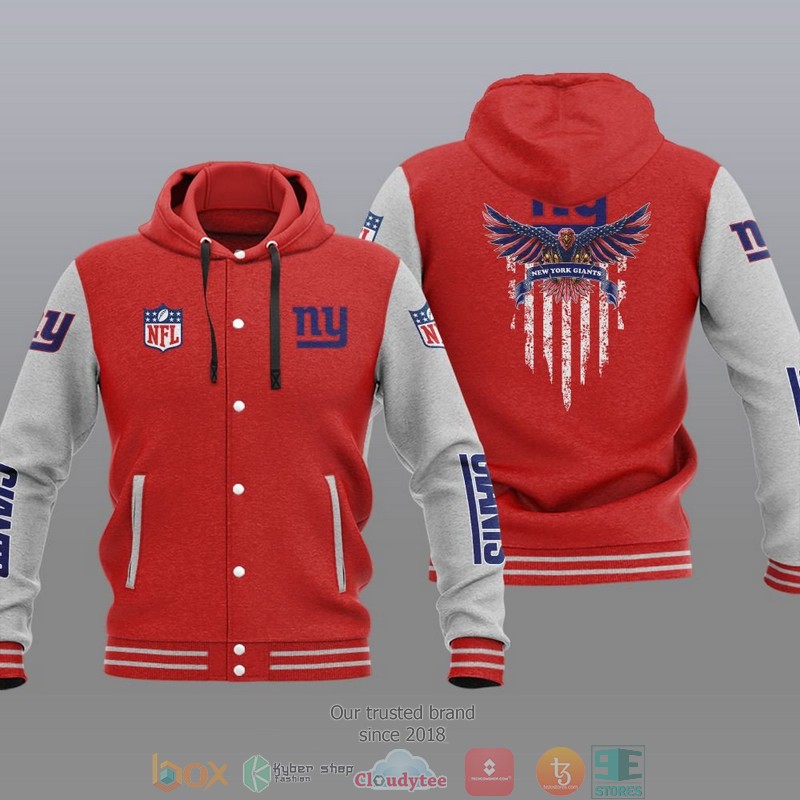NFL New York Giants Eagle American Flag Baseball Jacket Hoodie 1 2 3 4