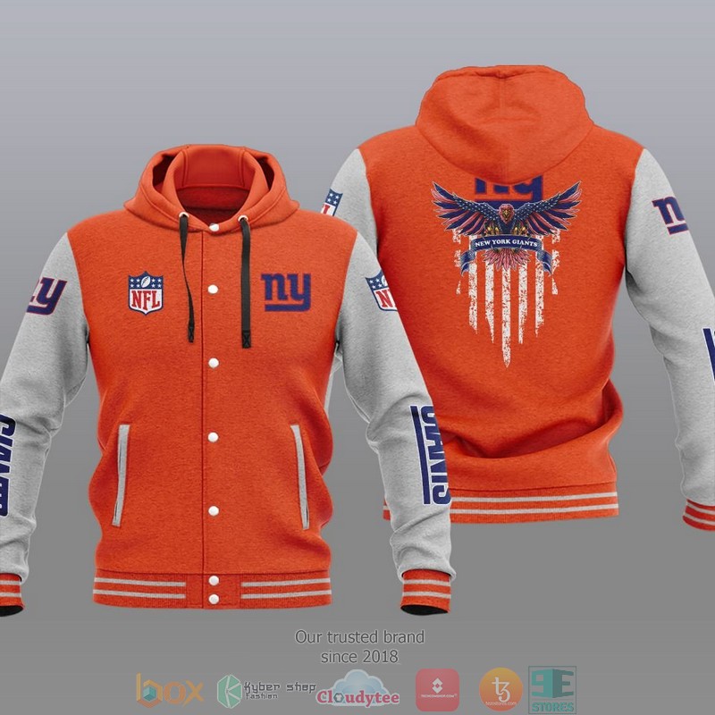 NFL New York Giants Eagle American Flag Baseball Jacket Hoodie 1 2 3 4 5