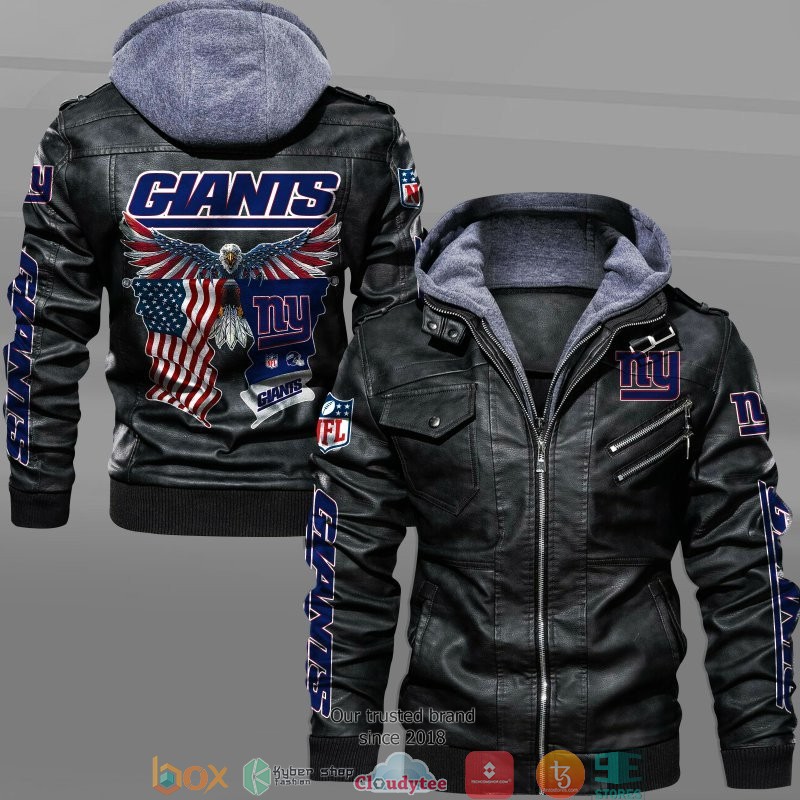 NFL New York Giants Eagle American flag 2d leather jacket