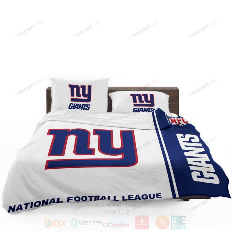 NFL New York Giants Inspired White Navy Bedding Set