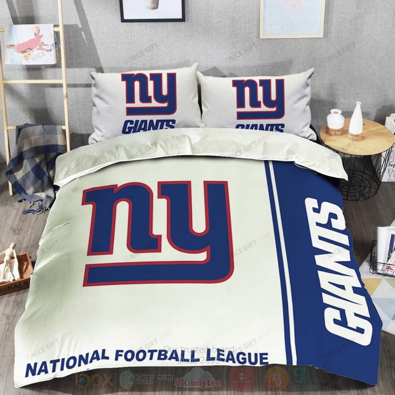 NFL New York Giants Inspired White Navy Bedding Set 1